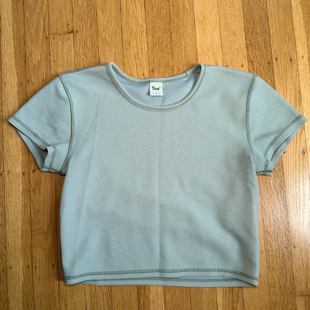 ARITZIA TNA sage green Thermal cropped t shirt